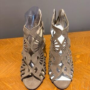 Adrienne Vittadini Taupe Cutout Heels